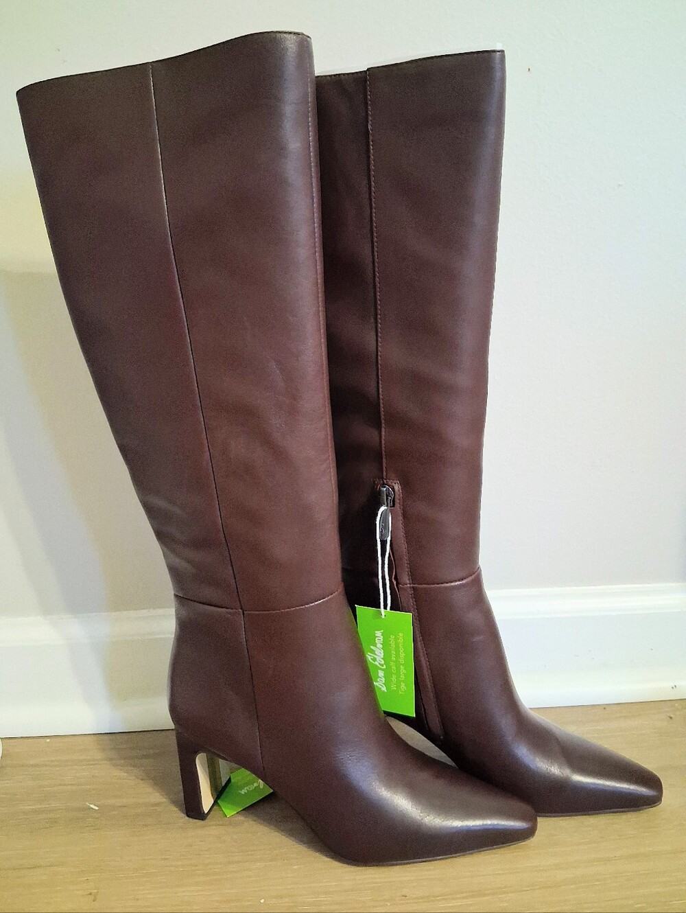 SAM EDELMAN Sylvia Tall Pointed-Toe Brown Leather Boots
